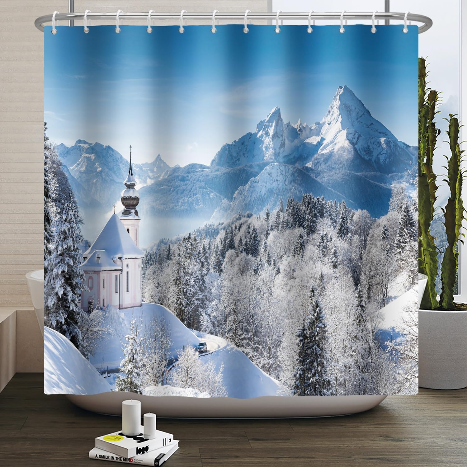 Snow Mountain Pine Tree Shower Curtain - 183x183cm Polyester