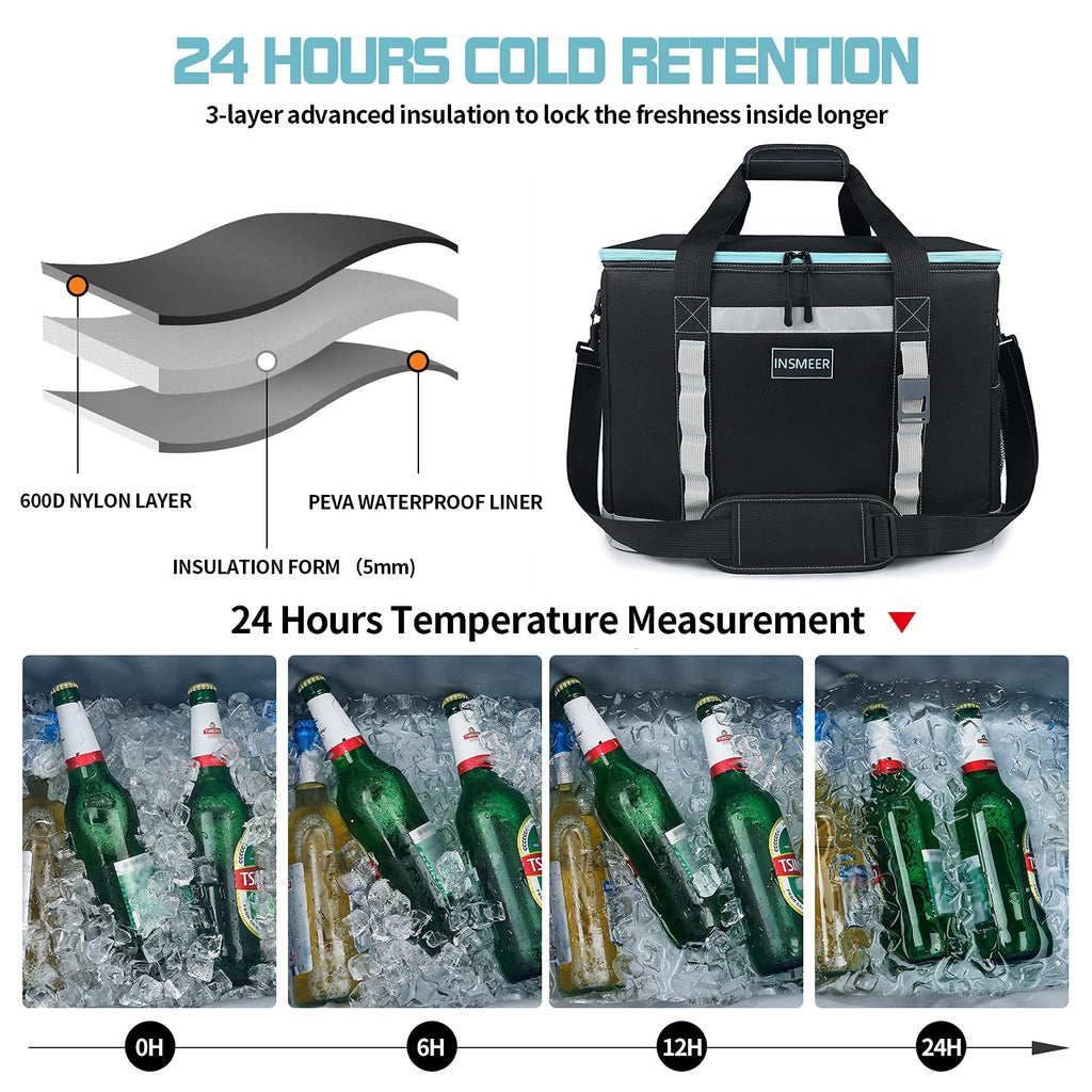 INSMEER Large 65 Can Soft Cooler Bag | 48L Leakproof Foldable Thermal Bag