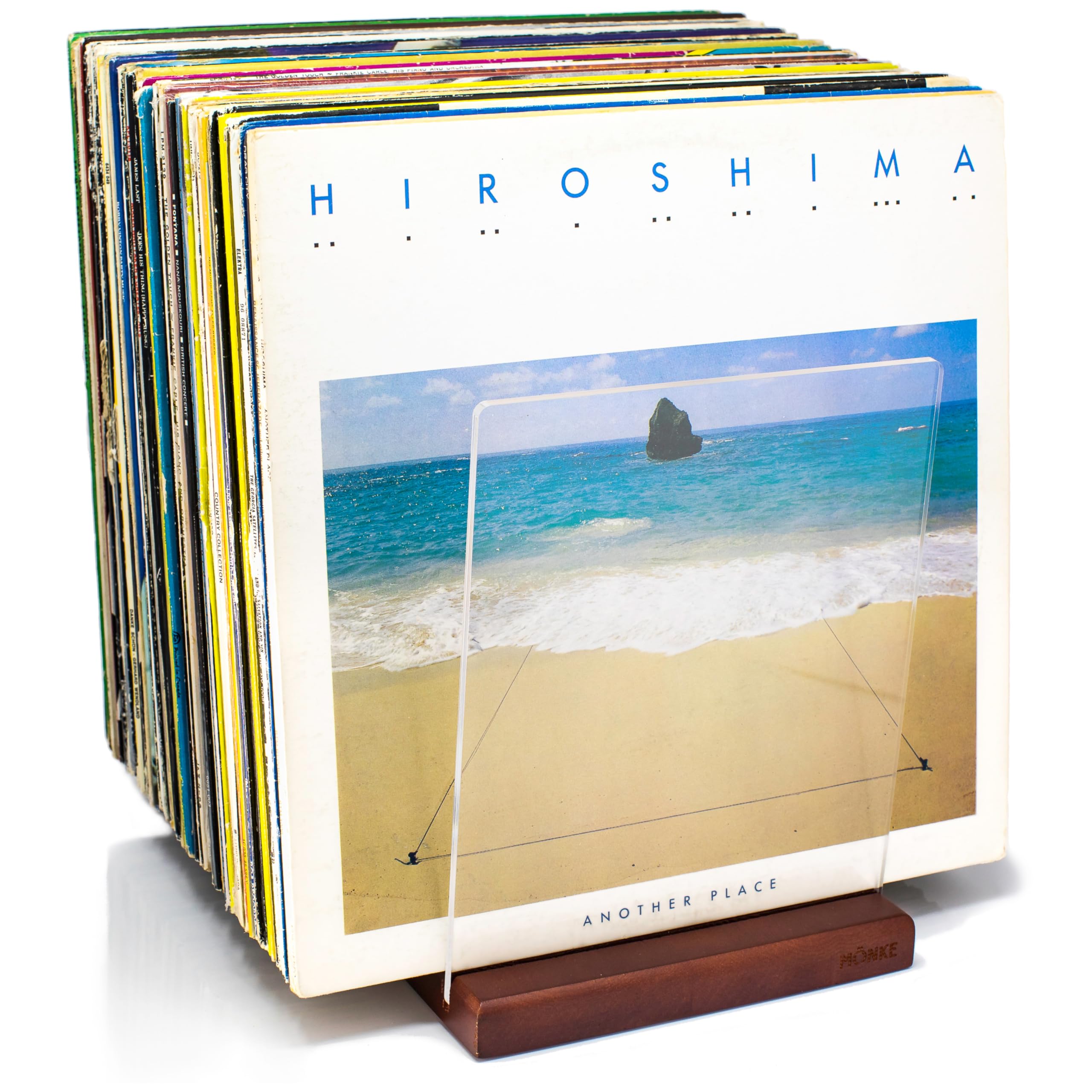 MÖNKE Vinyl Record Storage – Mid-Century 60 LP Holder (Brown)
