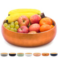 Dehaus Large Bamboo Fruit Bowl – 30cm Copper Gold Leaf Wooden Salad Bowl