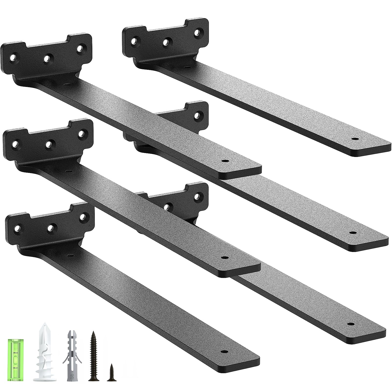 Yeabett 30cm Floating Shelf Brackets – 6 Pack Heavy Duty Metal, Black
