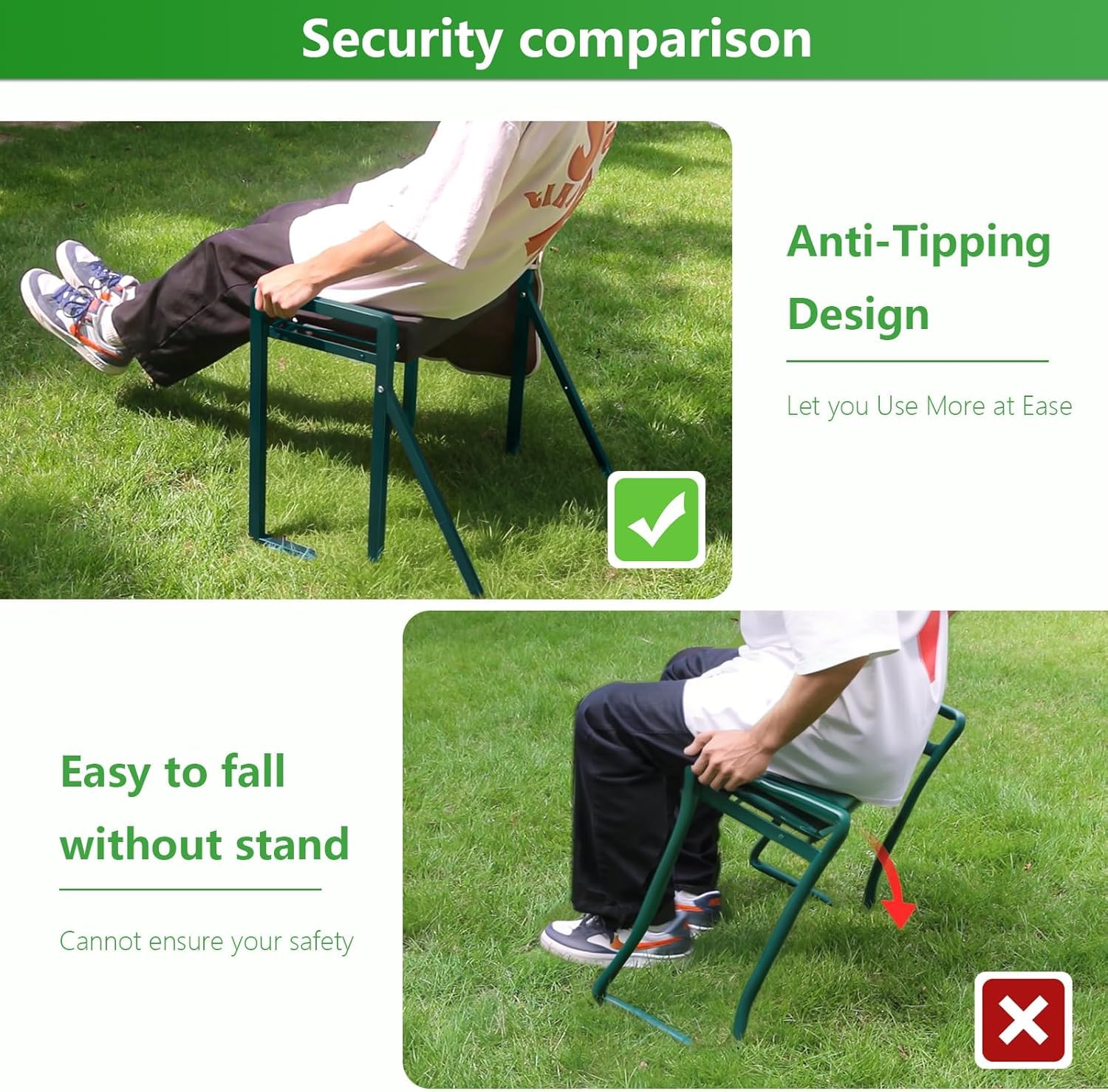 Onadak Garden Kneeler Seat - Heavy Duty Foldable Stool with Tool Bag