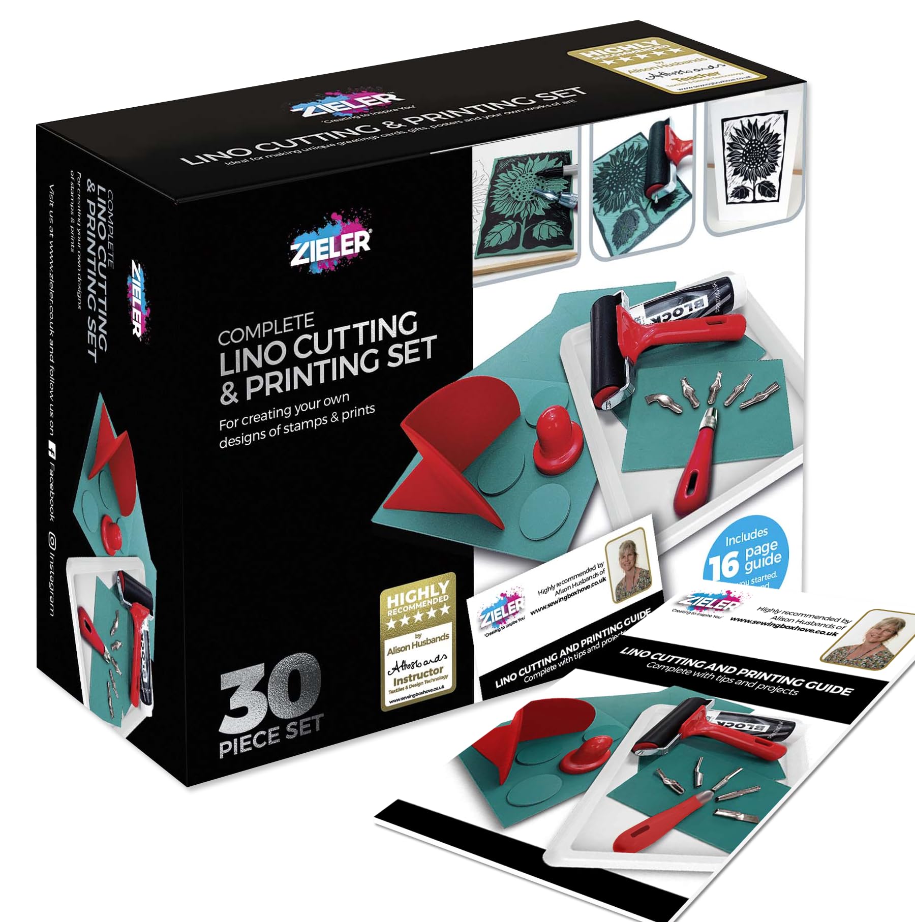 Zieler Lino Cutting & Printing Set - 30-Piece Block Printing Starter Kit