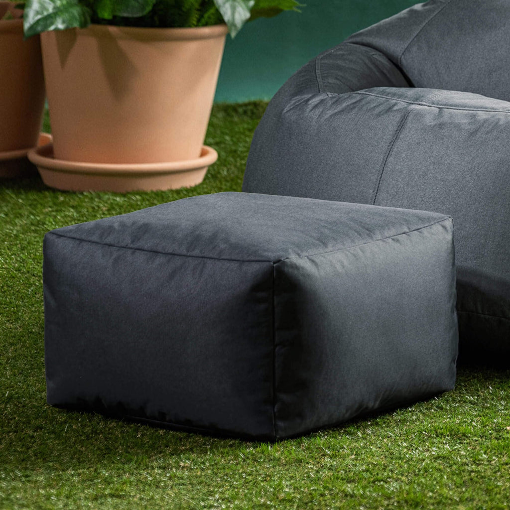 Bean Bag Bazaar Kingston Outdoor Bean Bag & Footstool with Filling, Grey - image 4