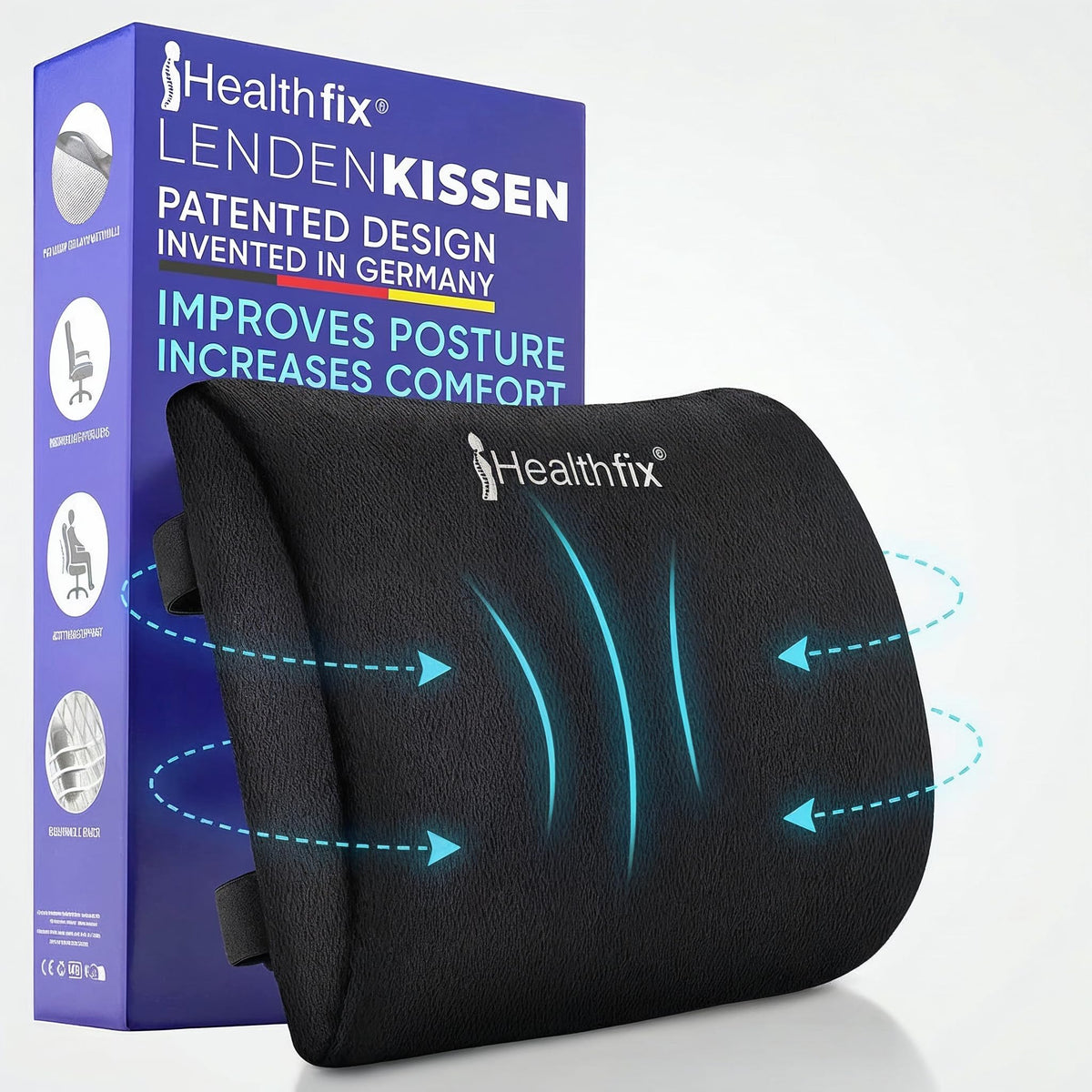 Healthfix® Car Lumbar Support Pillow | Back Cushion to Help Improve Posture Hard