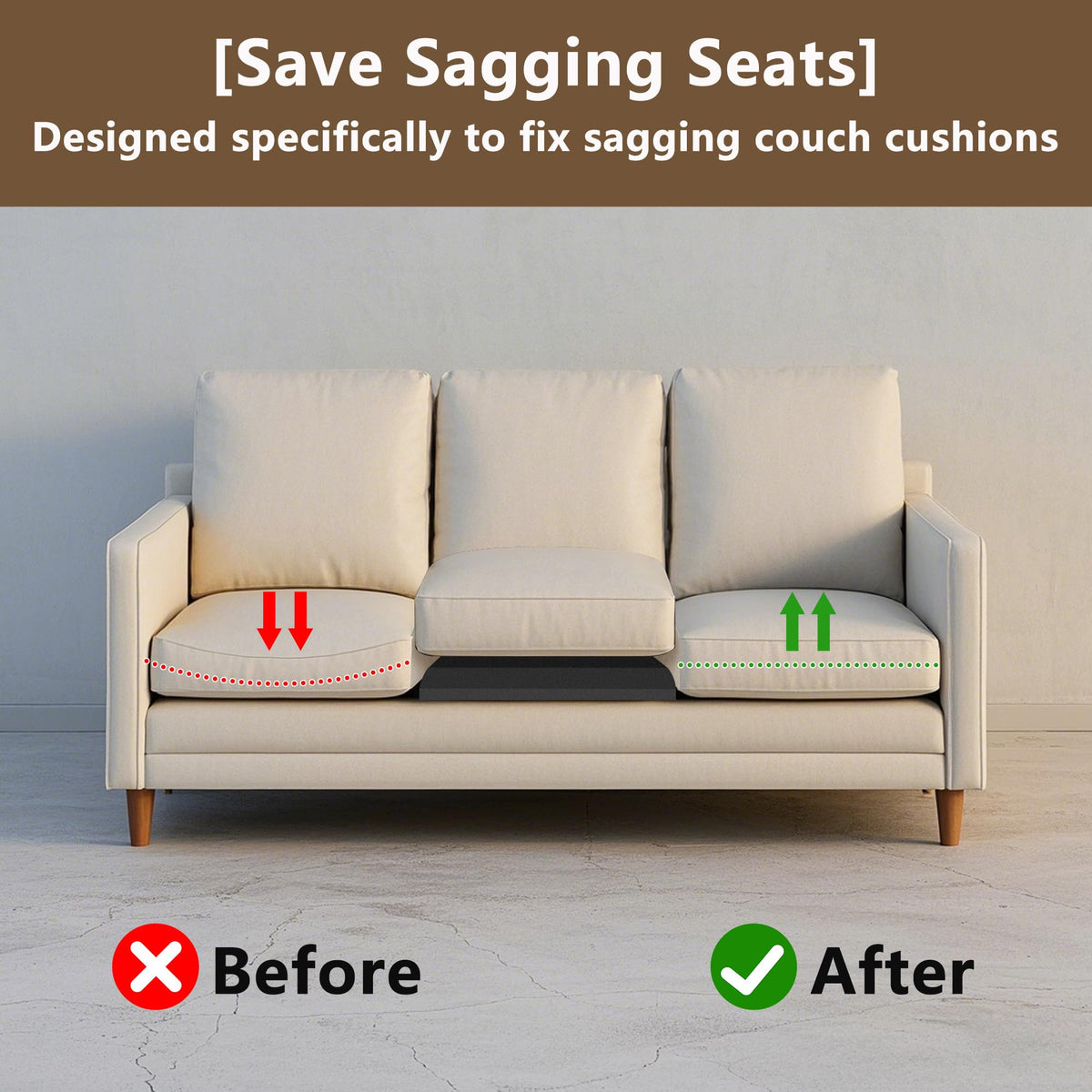 GIONAR 2 Pack 55x55cm Sofa Cushion Support-Repair Foam for Sagging Seat - image 4