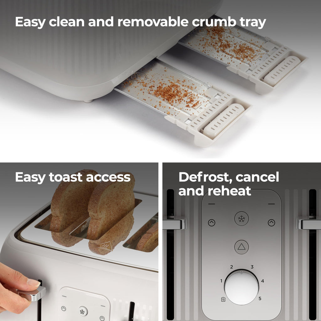 Kenwood Dawn 4-Slot Toaster – 1800W with 5 Browning Levels, Cream