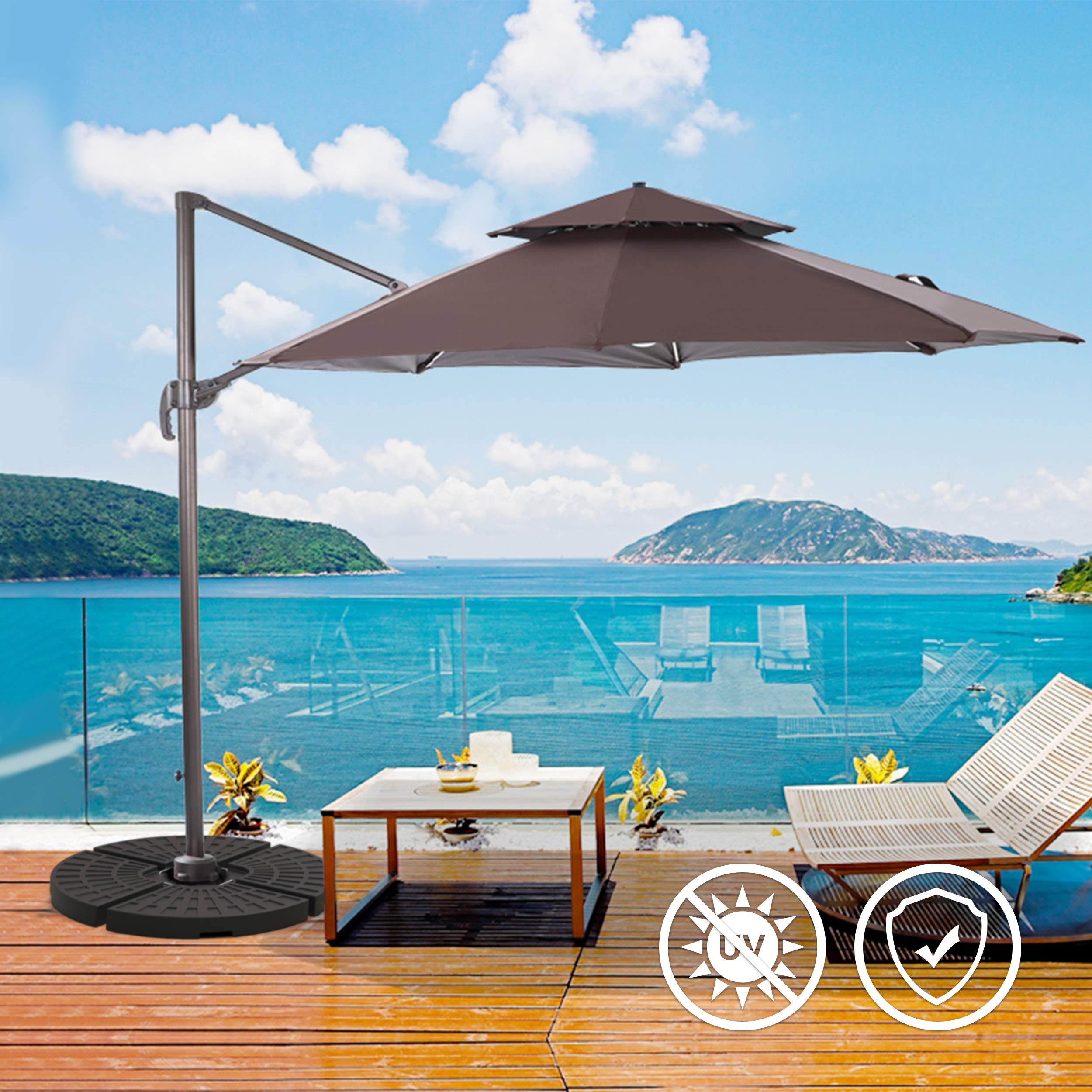 VOUNOT Parasol Base Weights | Set of 4 Round Sand or Water Filled Stands