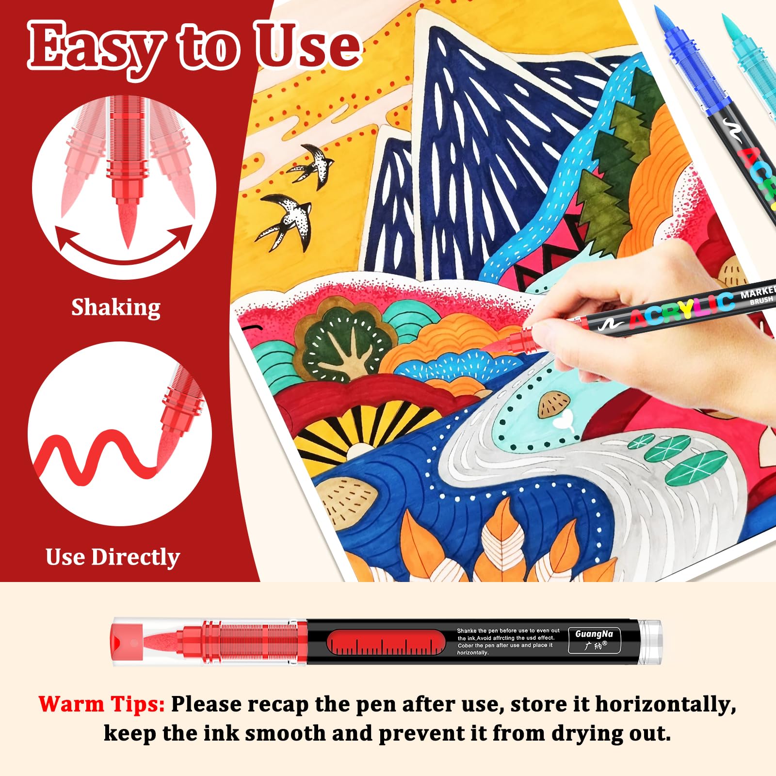 Gelanty 120 Colors Acrylic Paint Pens | Flexible Brush Tip Markers