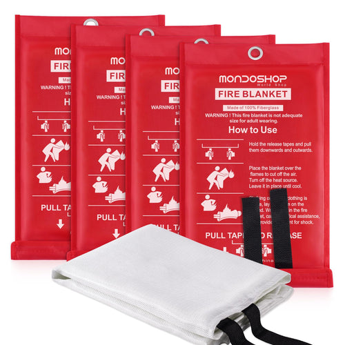 Mondoshop Fire Blanket for Home & Kitchen - TUV Certified 4-Pack