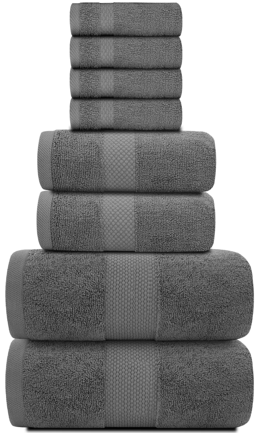 8-Piece Egyptian Cotton Towel Set – Charcoal Grey, 700 GSM