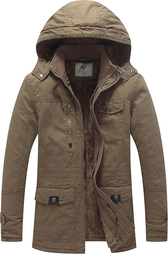 Massive Discounts Men's Fleece Lined Cotton Parka Jacket with Hood