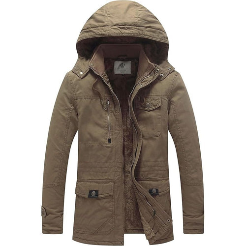 Massive Discounts Men's Fleece Lined Cotton Parka Jacket with Hood