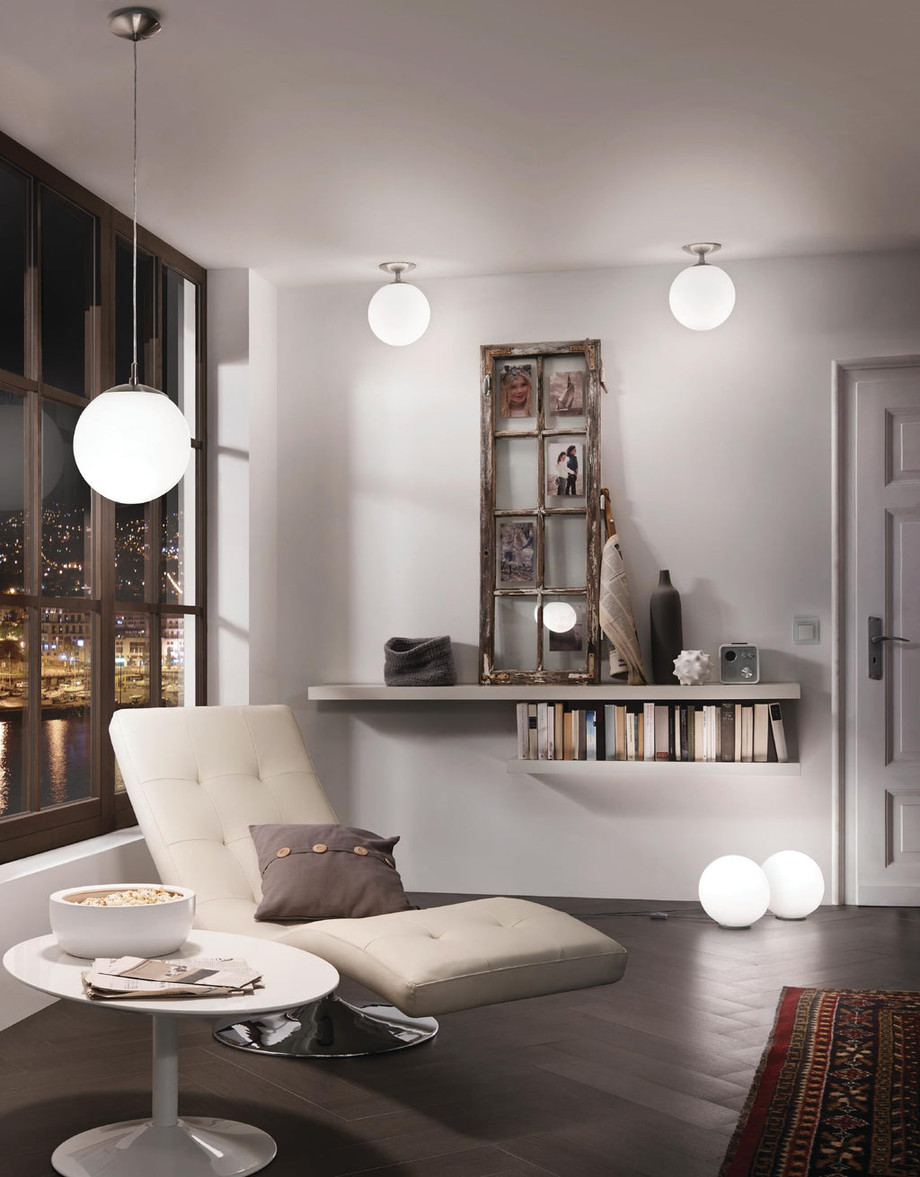 Eglo Rondo Ceiling Light – Matt Nickel Steel with Opal Glass E27
