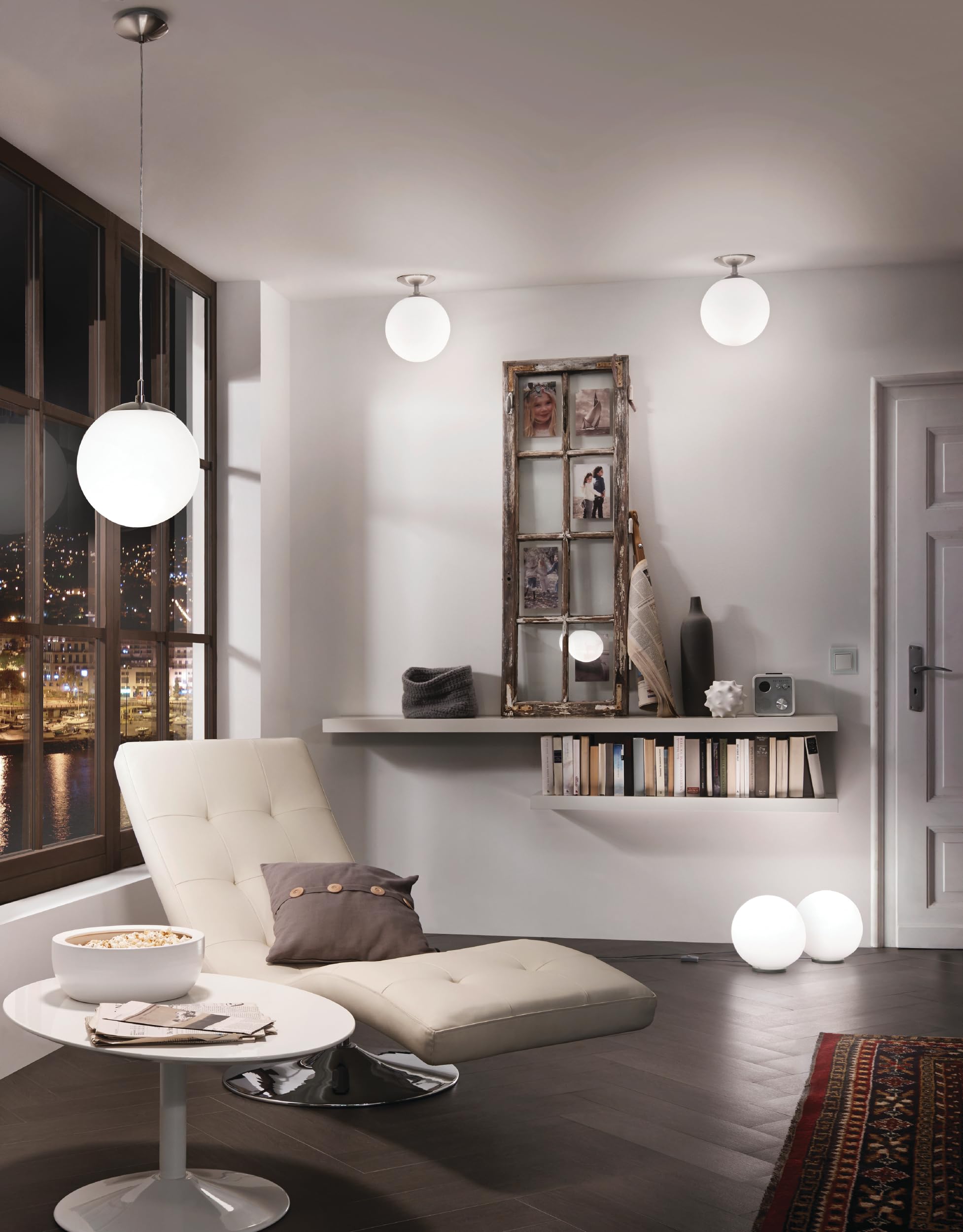 Eglo Rondo Ceiling Light – Matt Nickel Steel with Opal Glass E27