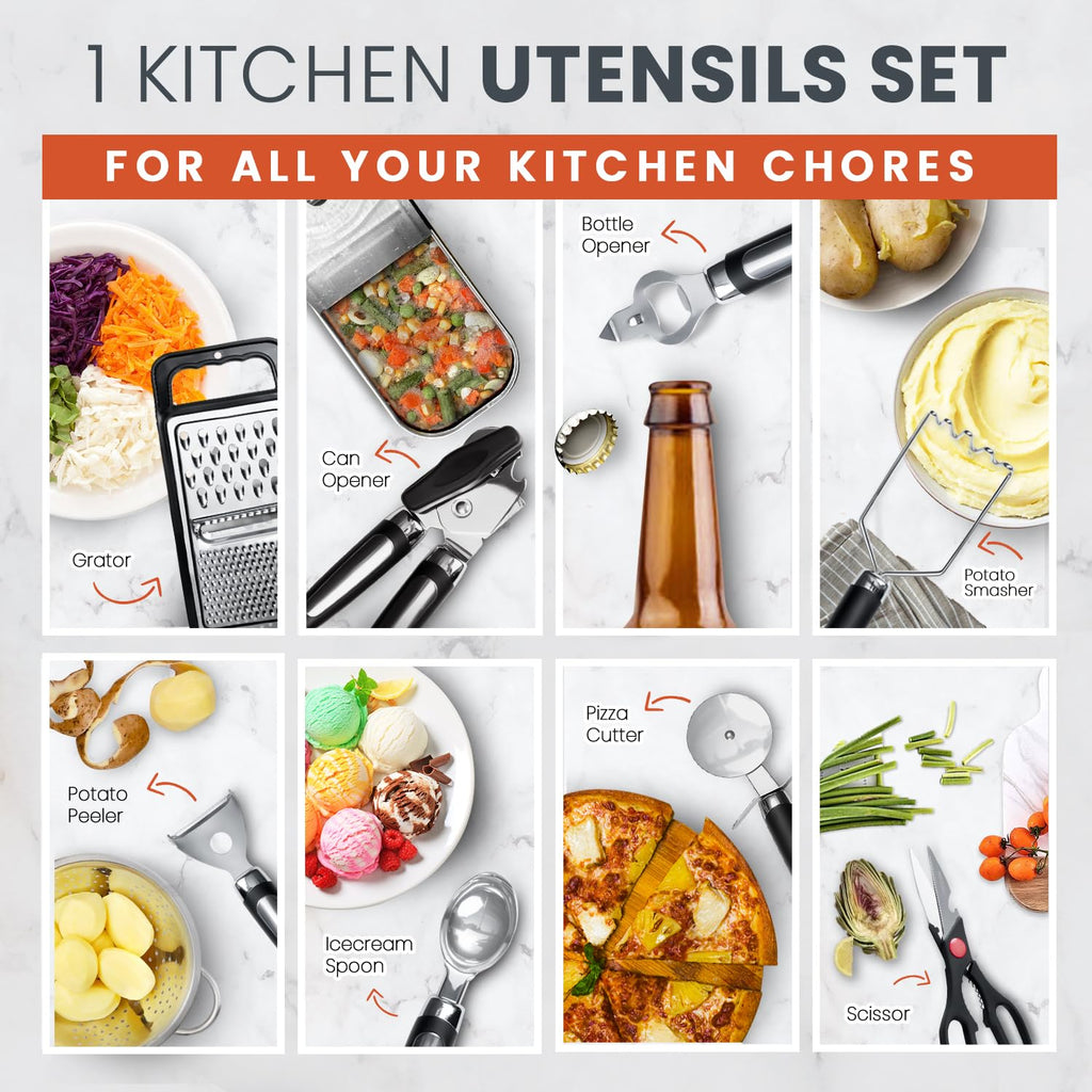 RFAQK 40-Piece Silicone Kitchen Utensils Set | Heat Resistant Cooking Tools