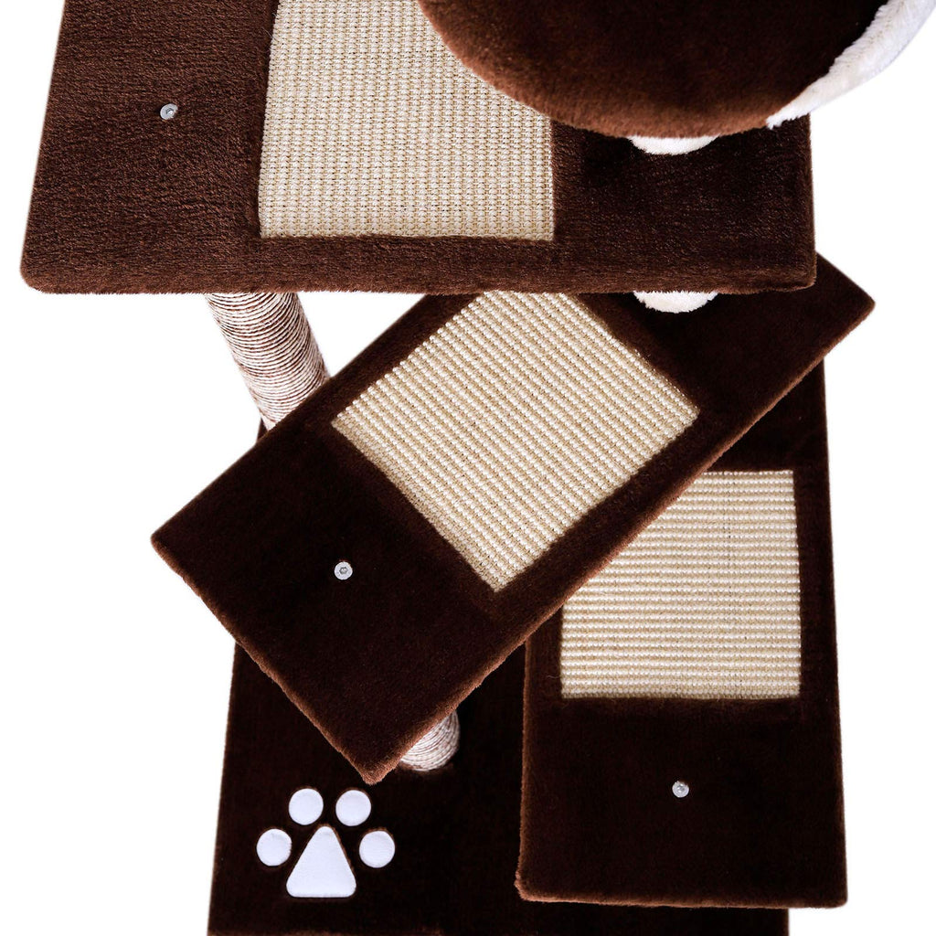 Dibea Cat Tree Activity Centre - 100cm Sisal Scratching Post, Brown/Beige