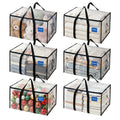 6 Pack Clothes Storage Bags with Zips, 94L Heavy Duty Clear Moving Bags