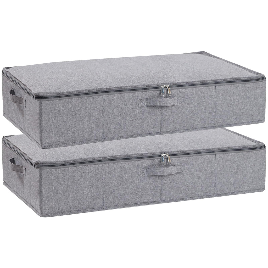 YheenLf 2-Pack Under Bed Storage Bags with Lid | Foldable Linen Organisers