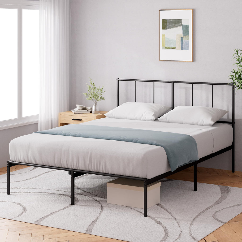 ZINUS Justin Double Metal Bed Frame | 35cm Platform Steel Headboard