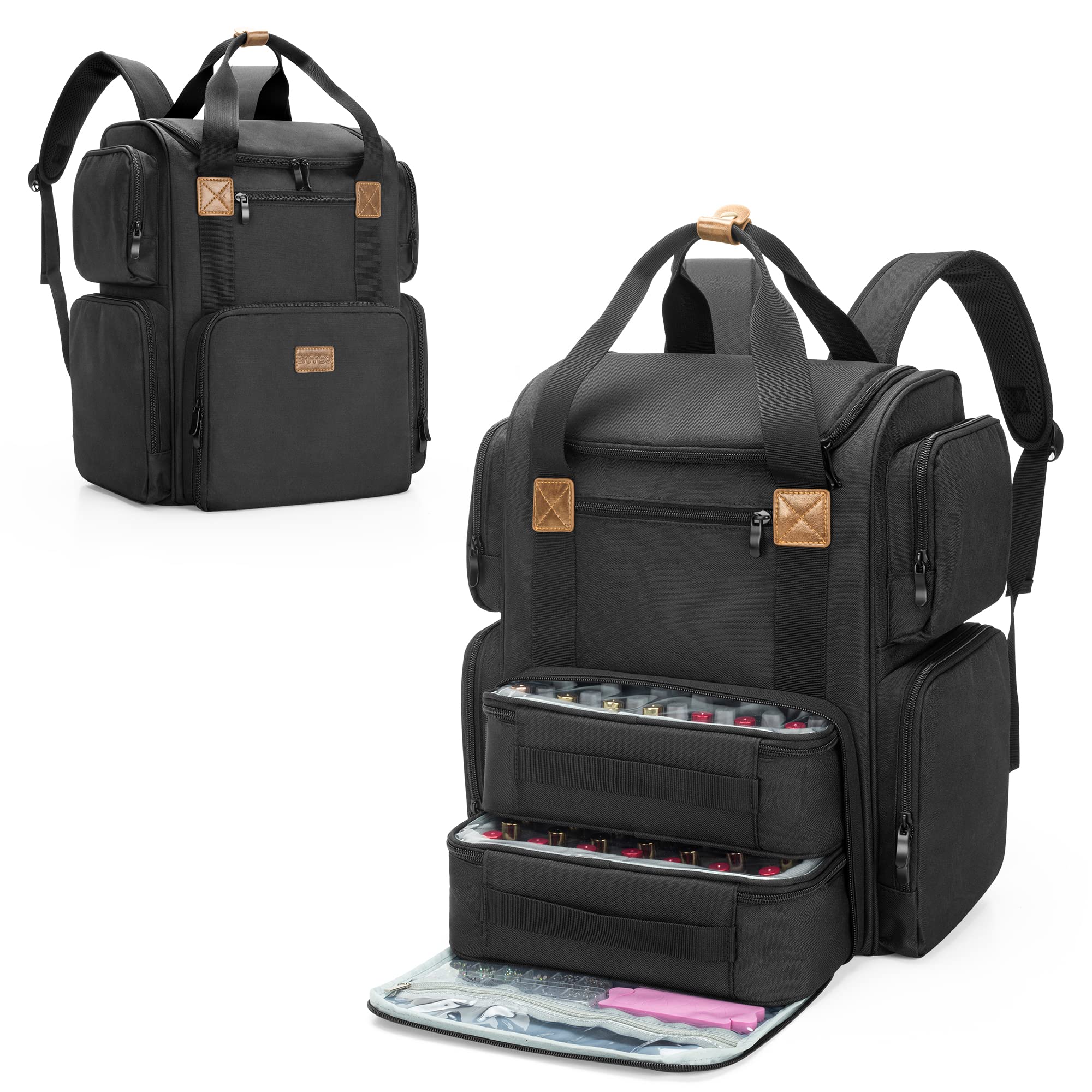 BAFASO Nail Polish Organiser Backpack - Holds 70 Bottles & Nail Lamp