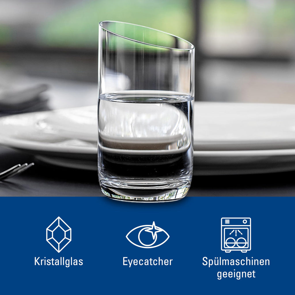 Villeroy & Boch NewMoon Tumbler Set | 4-Piece Crystal Glass Water Glasses
