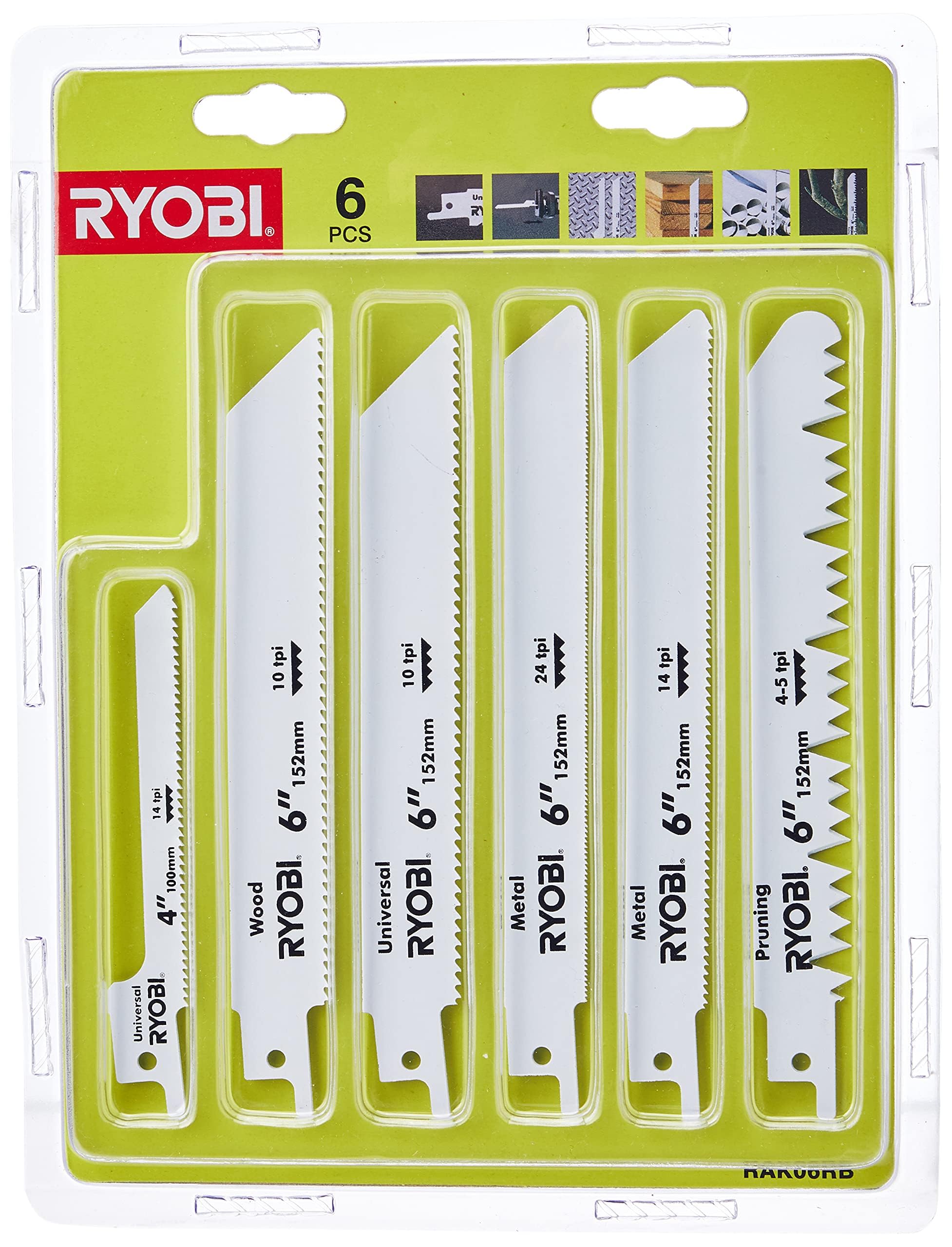 Ryobi RAK06RB Reciprocating Saw Blade Kit – 6 Piece Power Tool Set