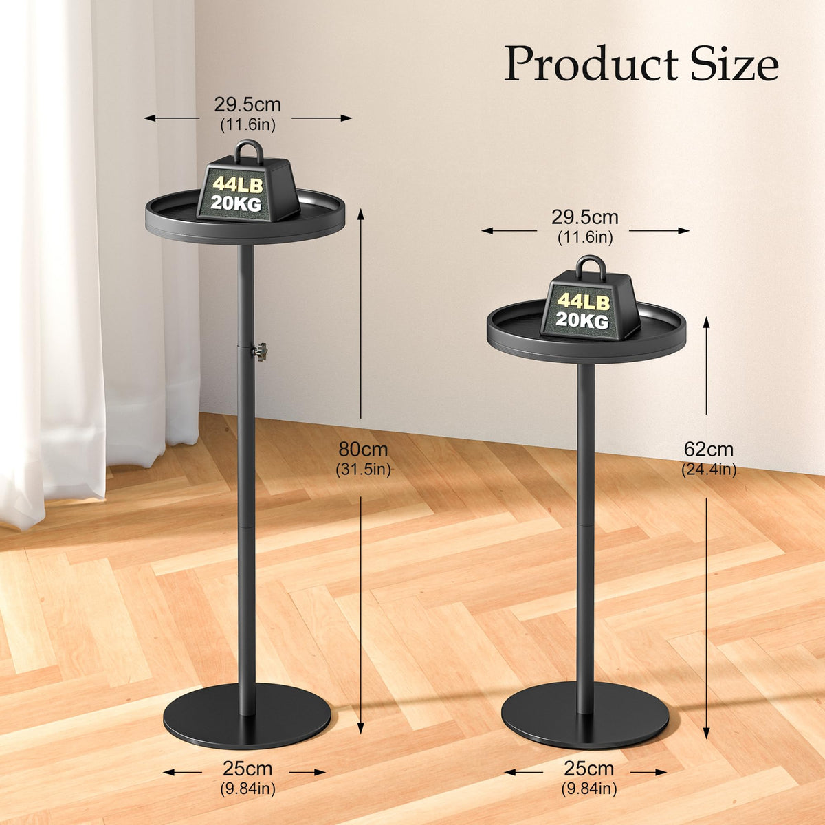 KEENSUNI Round Side Table,Small Round Coffee Table,End Table with Marble Pedestal Side Table for Small Space, Living Room,Bedroom,Sofa Couch Black