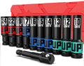 Aurlloct 1/2" Drive Impact Socket Set | 11-Piece Deep Hex Sockets