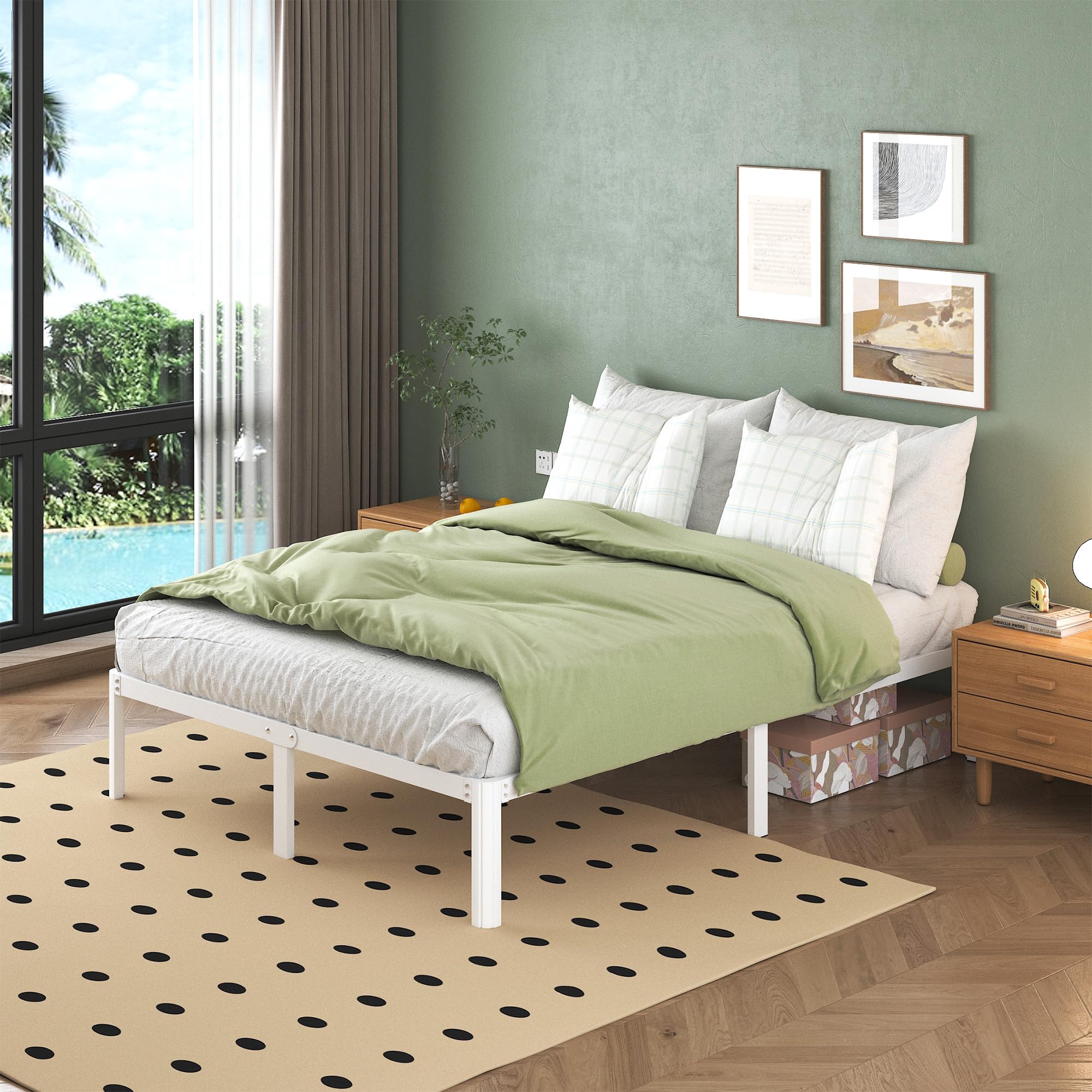 Lutown-Teen King Size Metal Bed Frame - Heavy Duty 5ft Noise Free