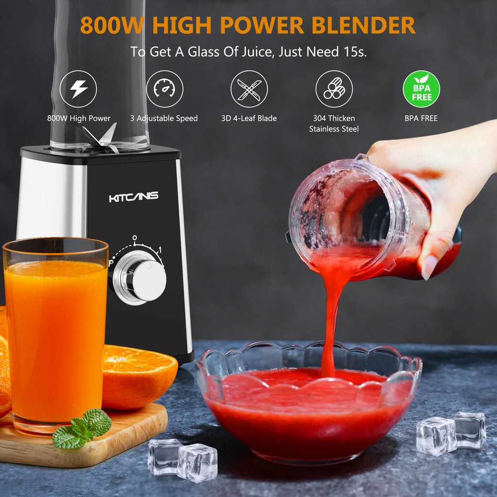 KITCANIS 800W Smoothie Blender – 3-in-1 Multifunctional Mixer and Grinder