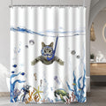 Lerores Cat Swimming Shower Curtain – Anti-Mould Polyester, 240 x 200 cm