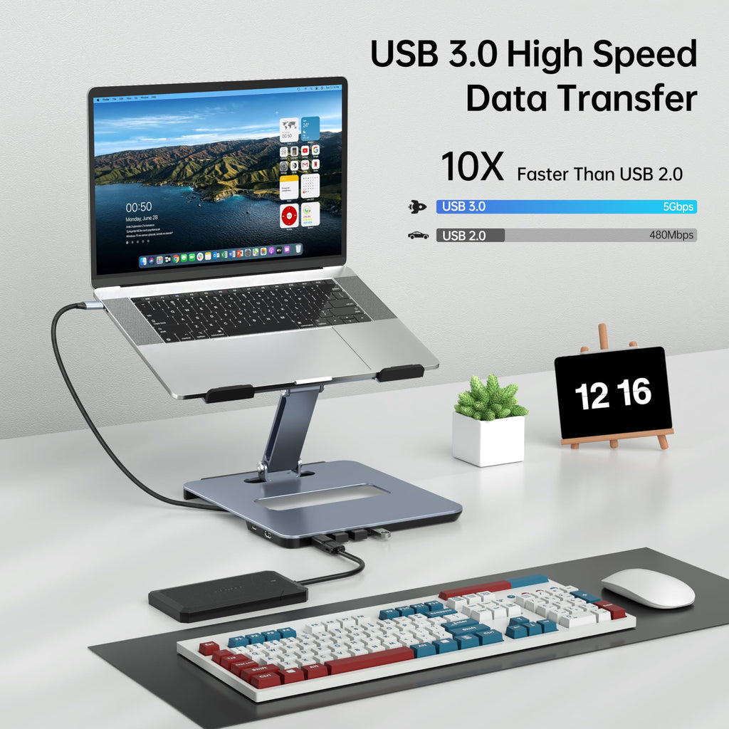 BENFEI Ergonomic Laptop Stand with 6-in-1 USB-C Hub | 4K@60Hz HDMI & 100W PD