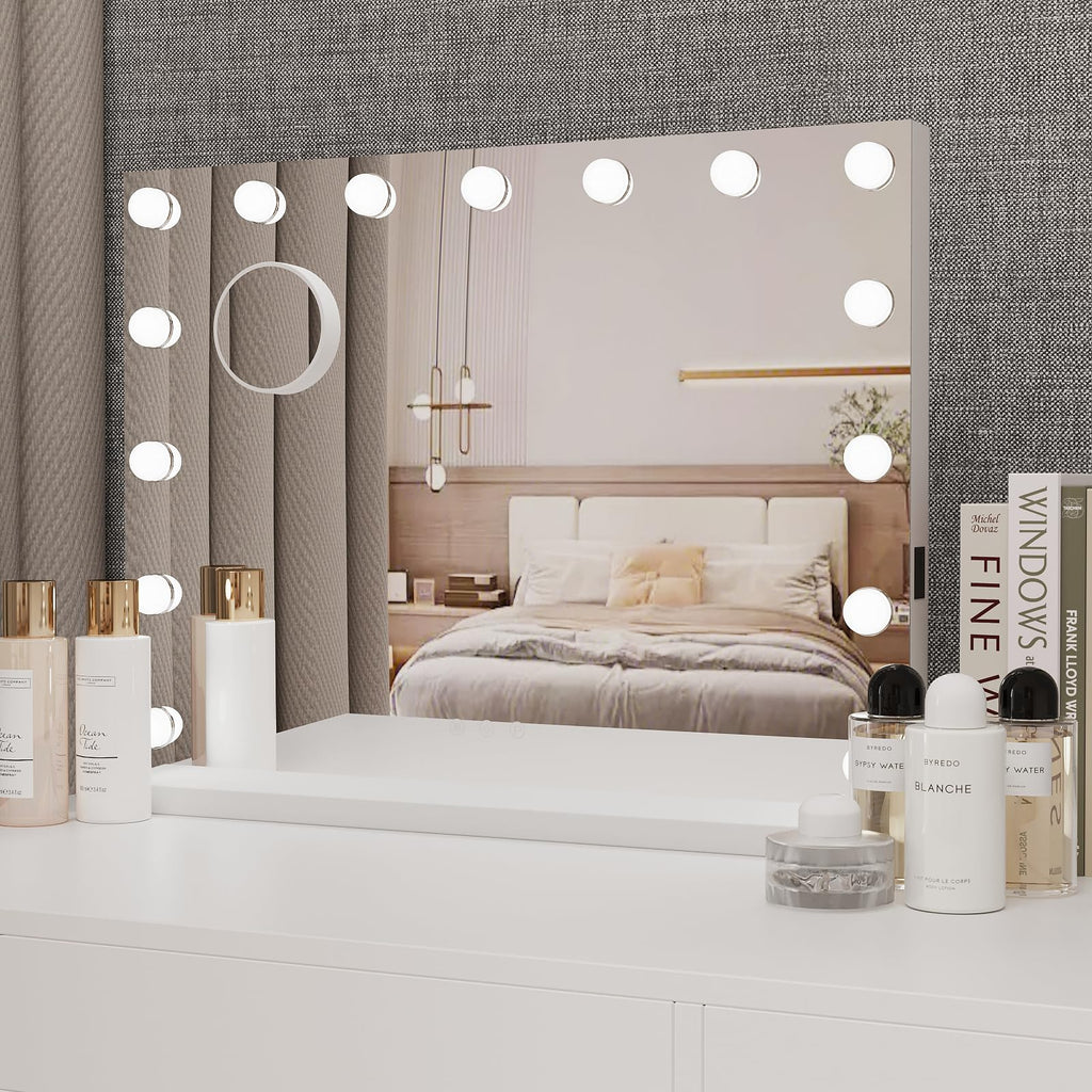 YOURLITE Hollywood Vanity Mirror | 15 Dimmable LED Bulbs & USB Port