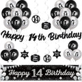 Jolof Store 16th Birthday Decorations – Black & Silver Banner and Balloon Kit