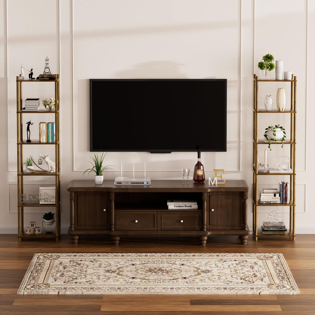 YGYQZ 6-Tier Narrow Bookshelf – Tall Rustic Brown Corner Storage Unit