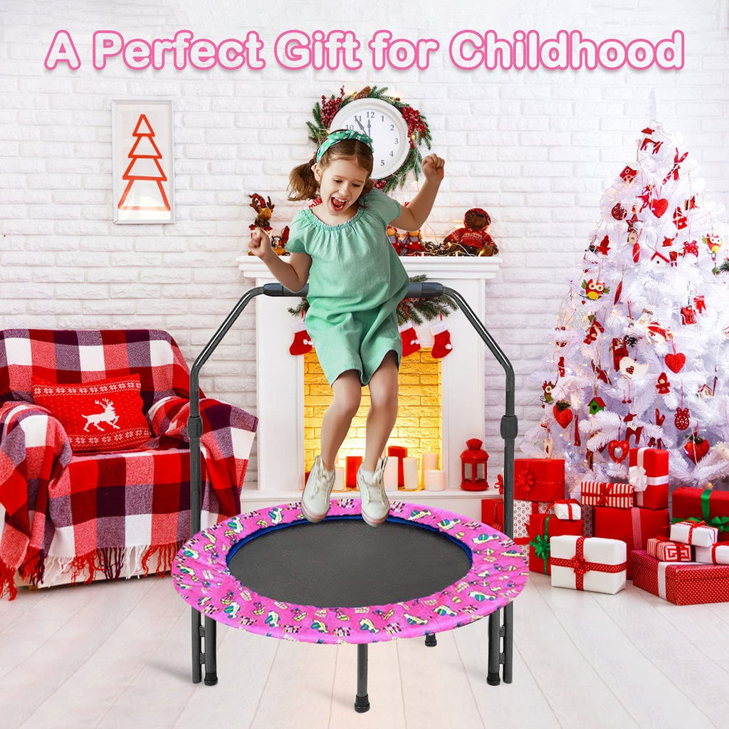 Jolof Store 36'' Kids Mini Trampoline – Foldable Rebounder with Handrail