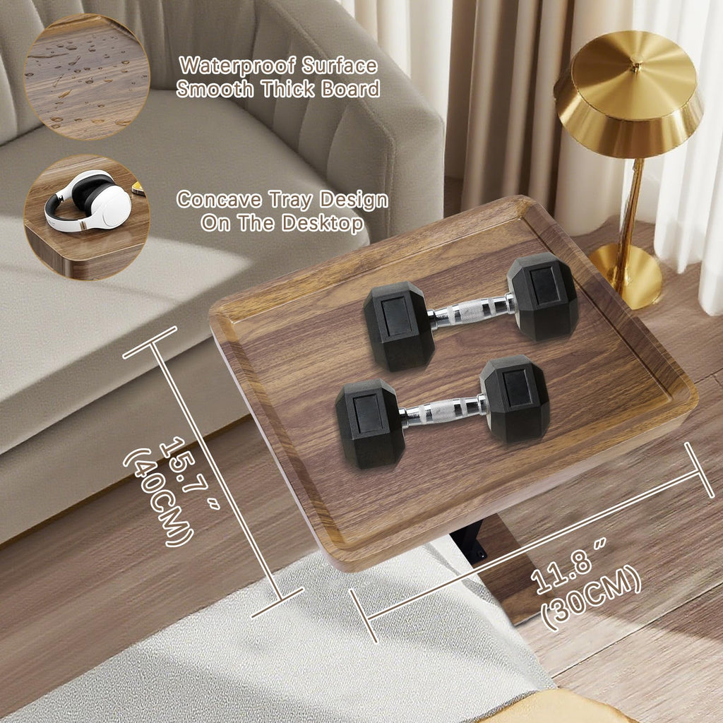 Turmegtt Adjustable Side Table C Shaped Side Table with Wheels - image 2
