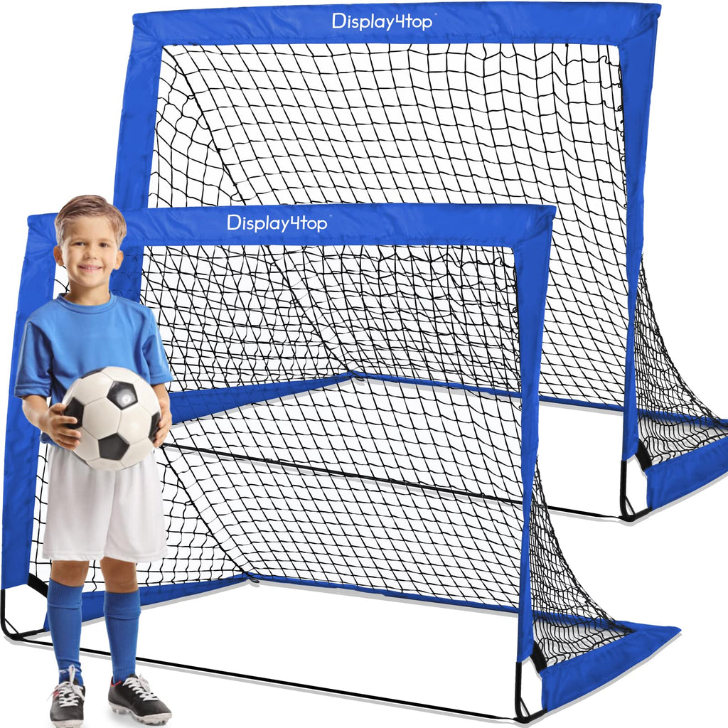 Display4top Set of 2 Pop-up Football Goals – Foldable Kids Soccer Nets