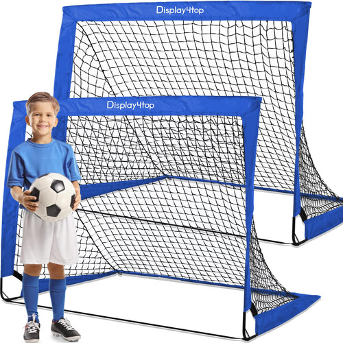 Display4top Set of 2 Pop-up Football Goals – Foldable Kids Soccer Nets