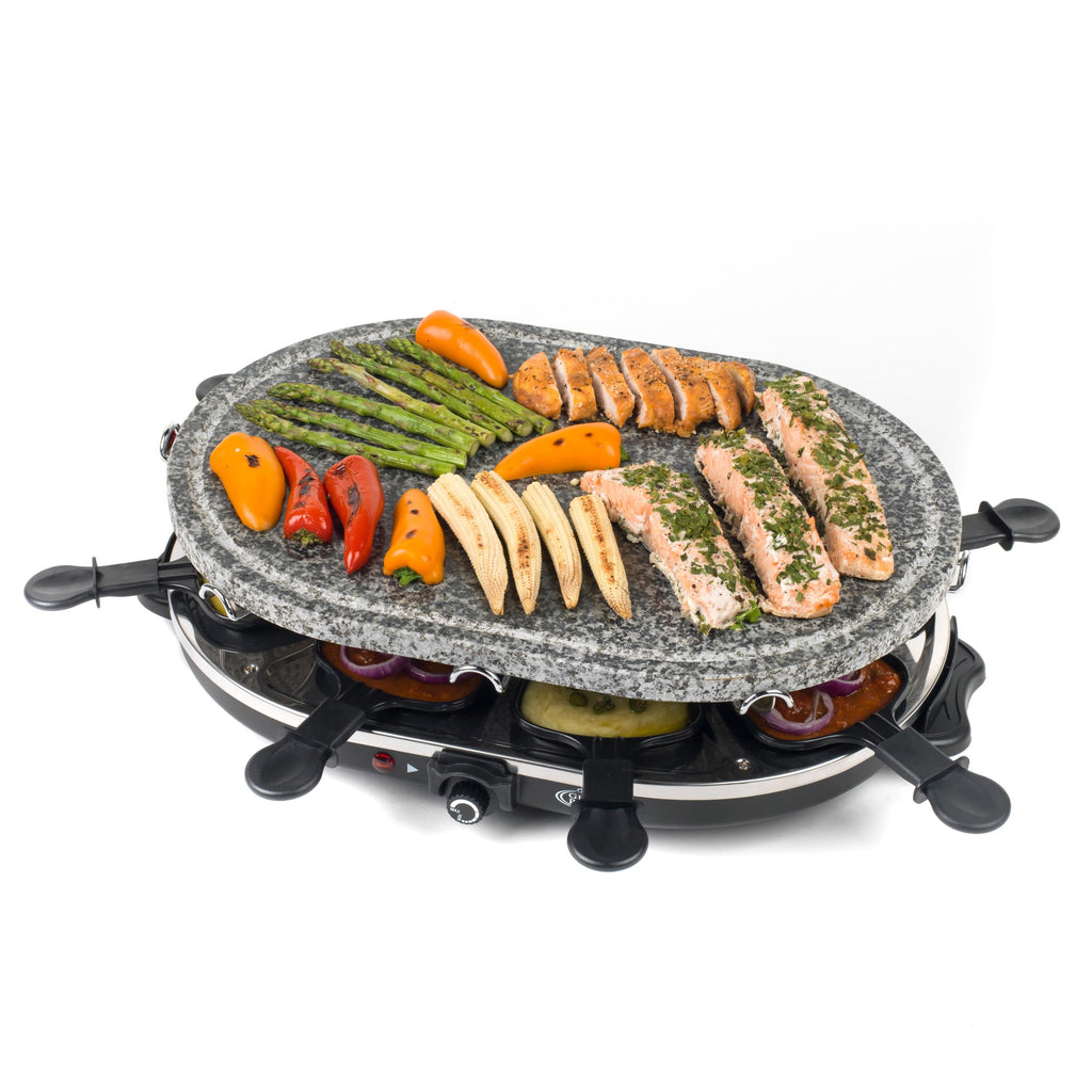 Giles & Posner 8-Person Stone Raclette Grill – 1200W Tabletop Cooker