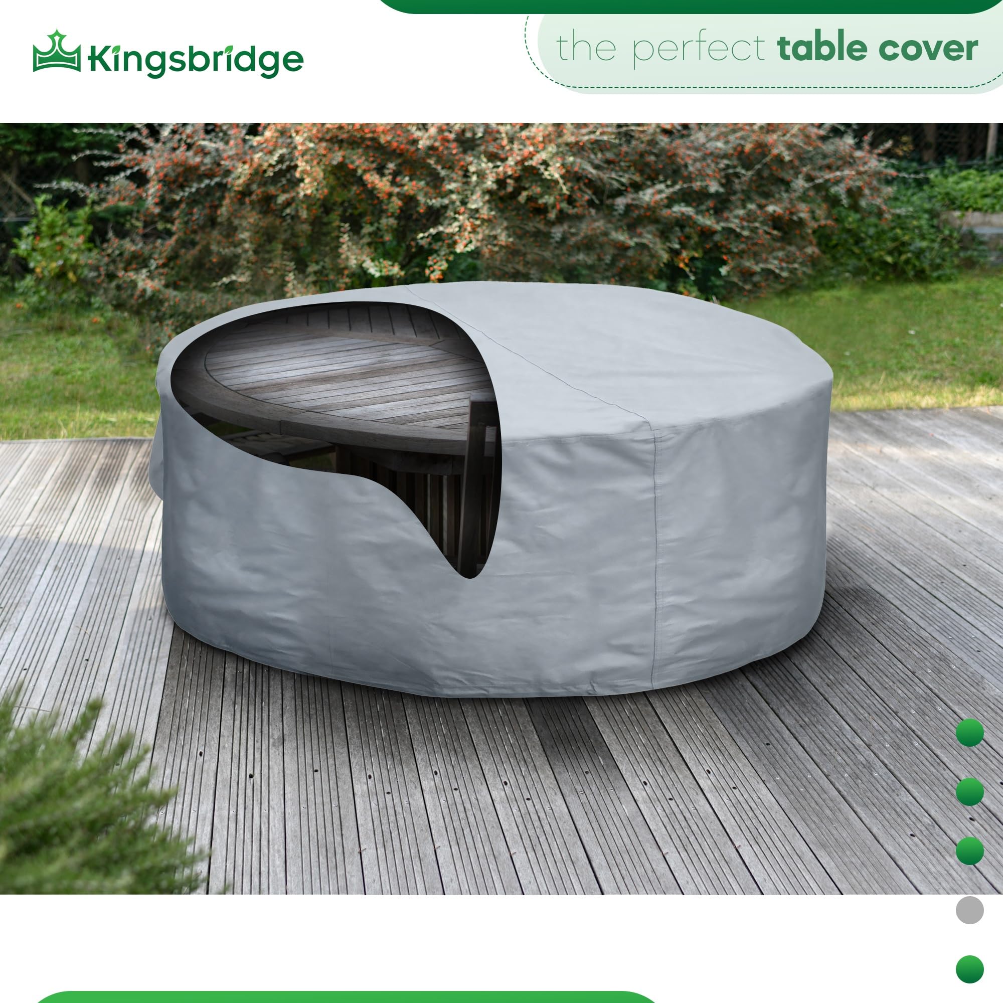 Kingsbridge Grey 600D Waterproof Round Patio Table Cover (220x80cm)
