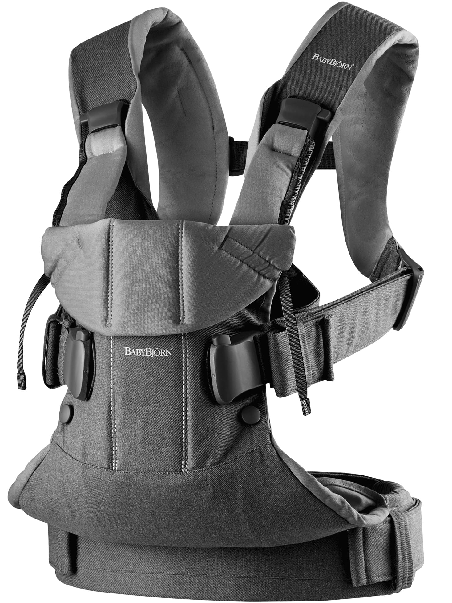 BabyBjörn Baby Carrier One – Ergonomic Woven Cotton in Denim Grey