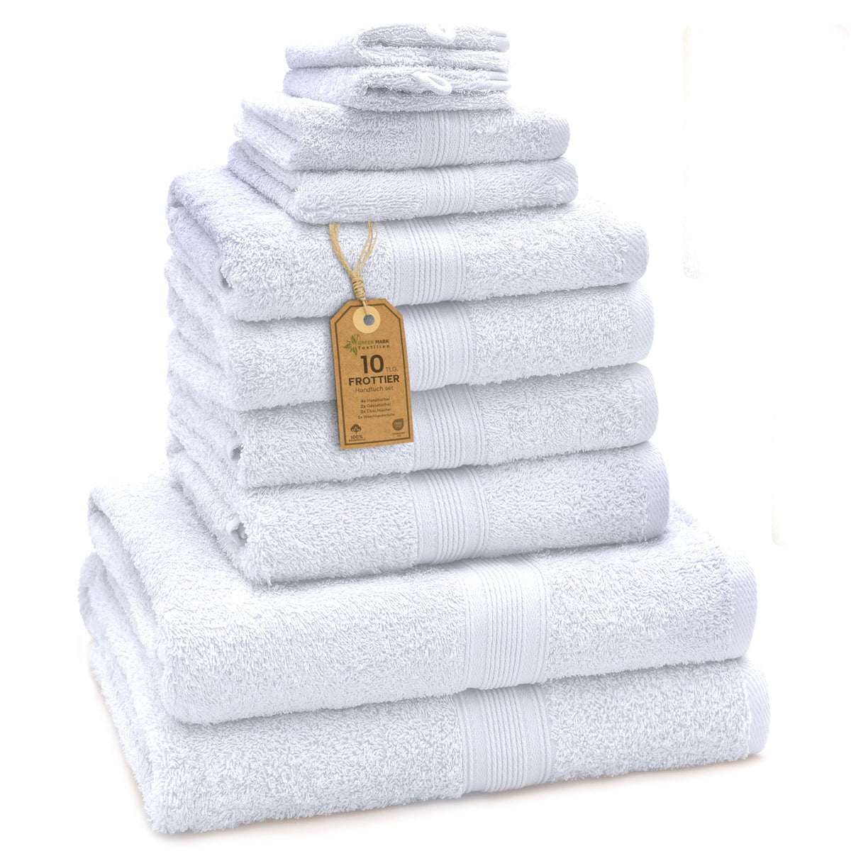 GREEN MARK Textilien 10-Piece Terry Towel Set, White - image 1