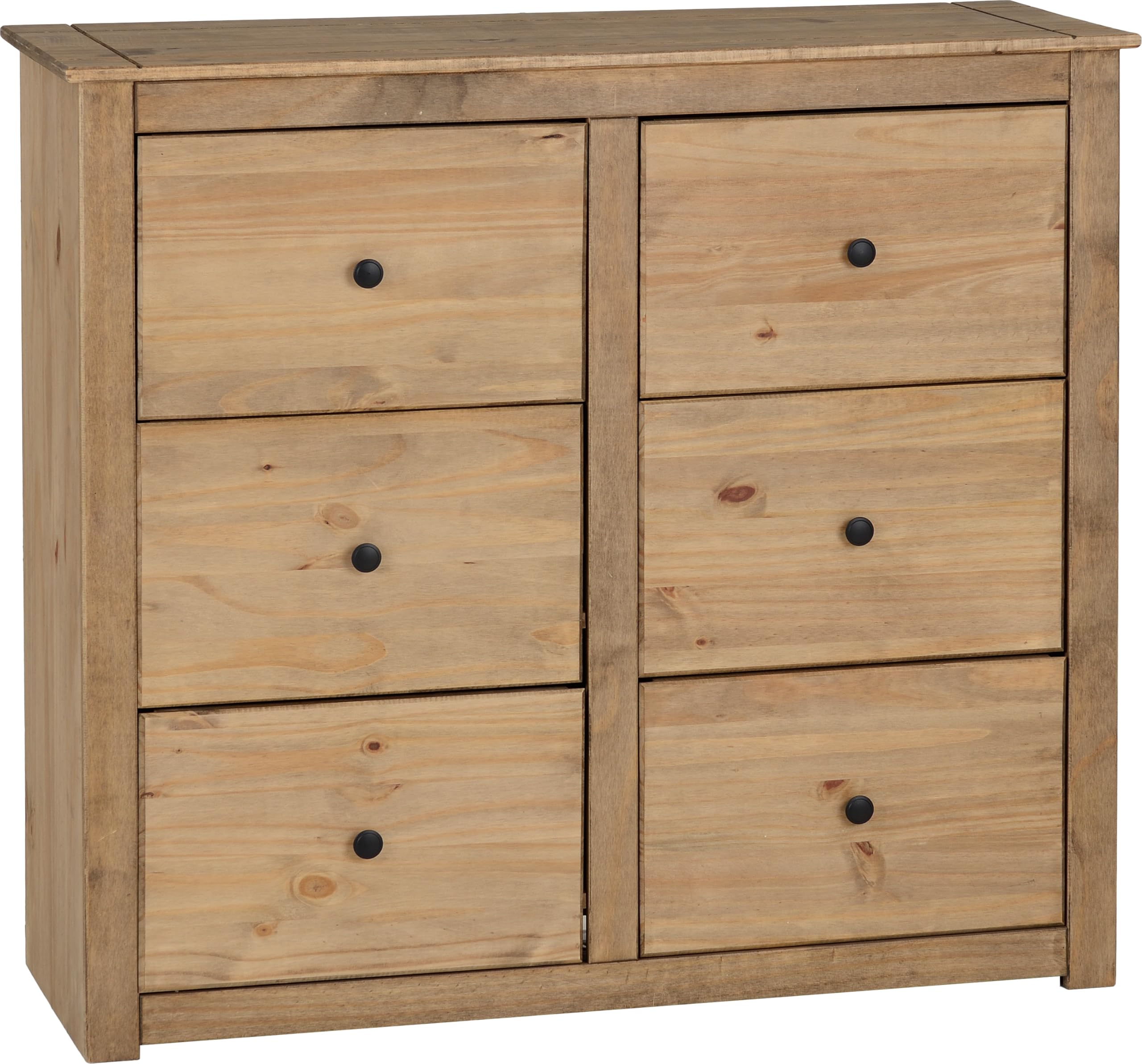 Seconique Panama 6 Drawer Chest – Distressed Waxed Pine Storage Dresser