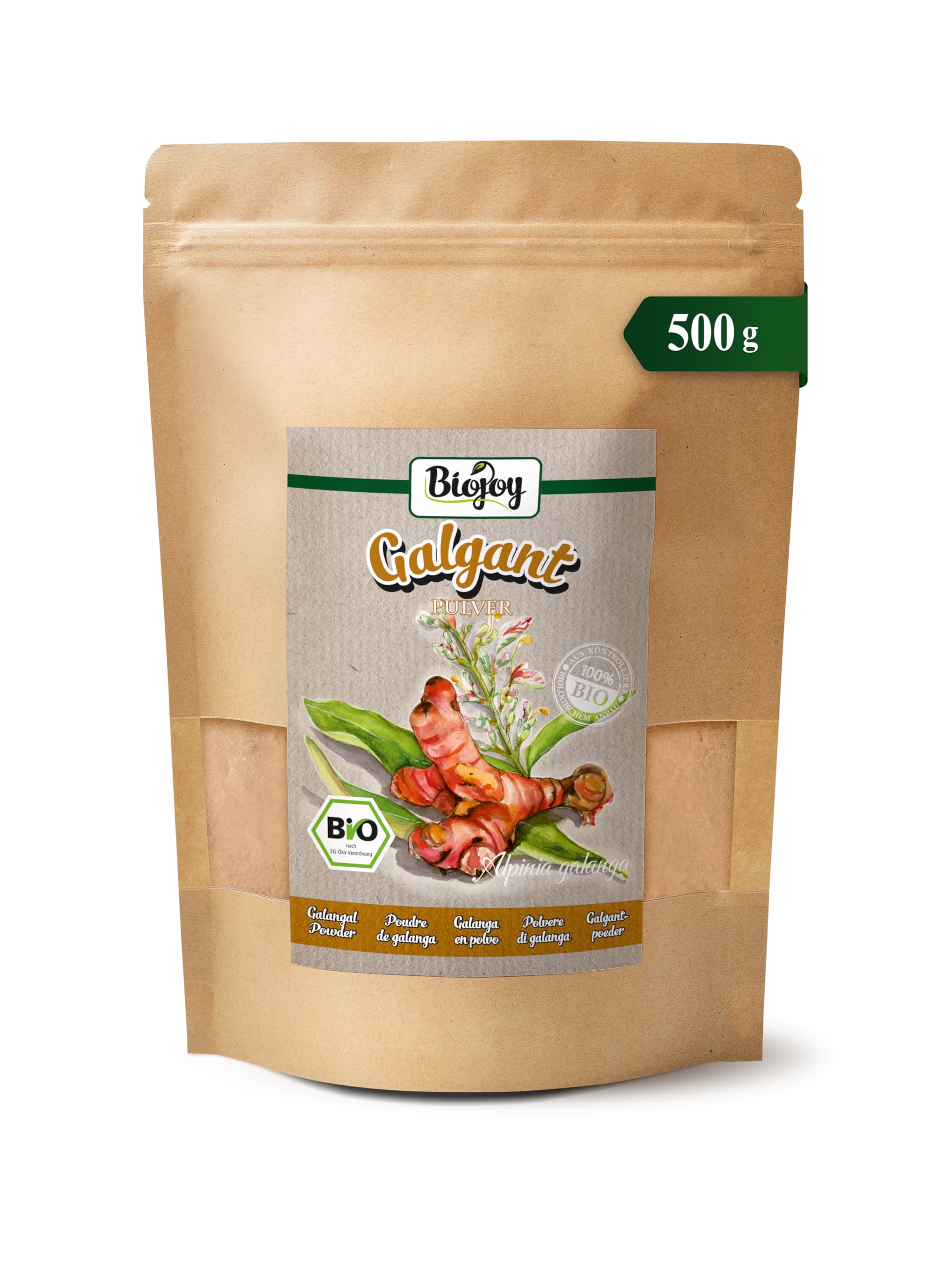 Biojoy Organic Galangal Powder – 500g Alpinia Galanga Cooking Spice