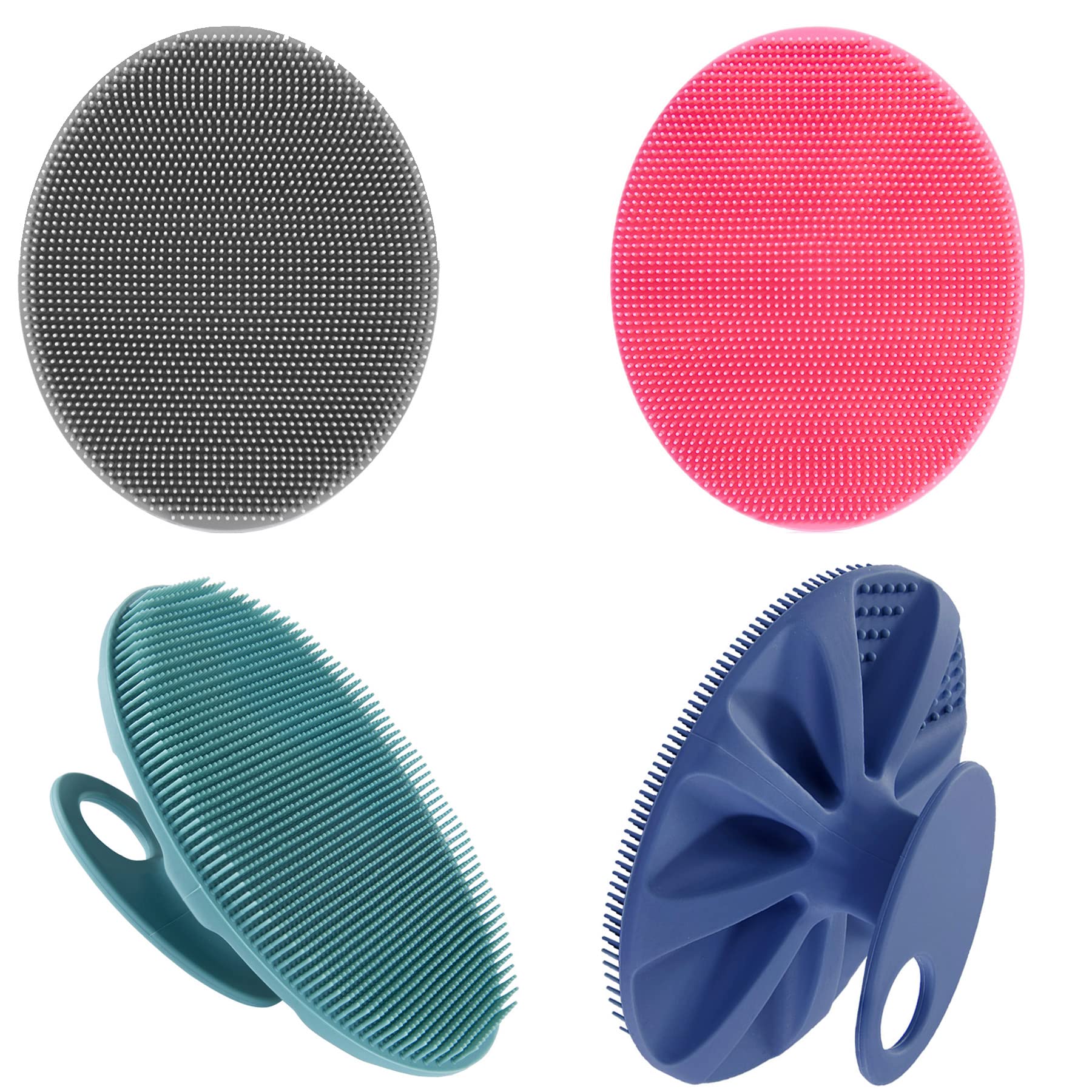 Jolof Store Silicone Body Scrubber – Gentle Exfoliating Shower Brush (4 Pack)