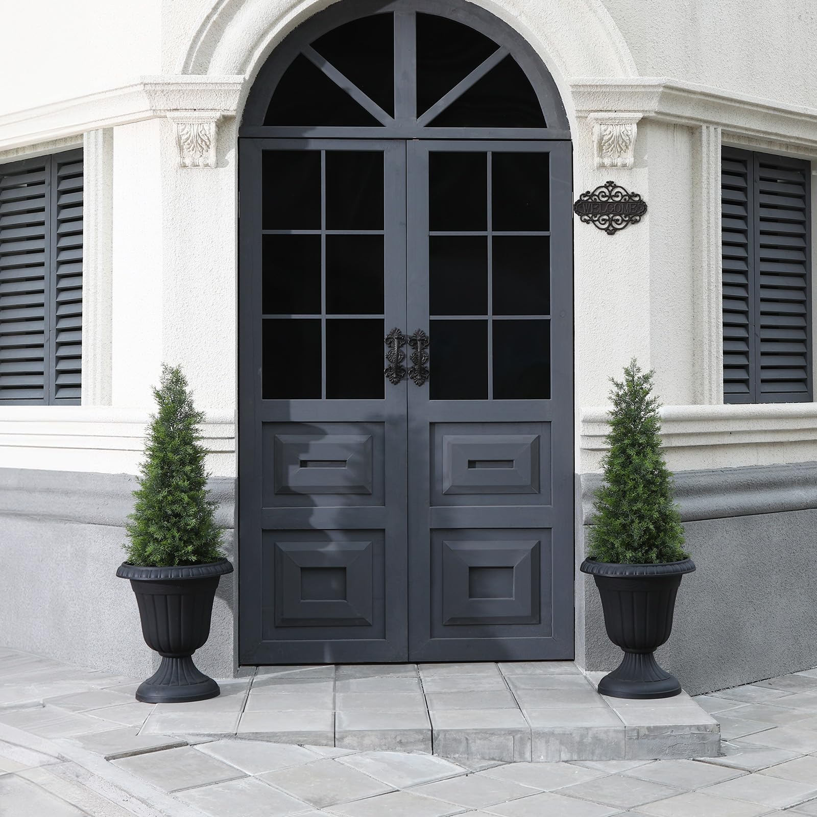 Fopamtri 90cm Artificial Cypress Tree | UV Resistant Fake Cedar (2 Pack)