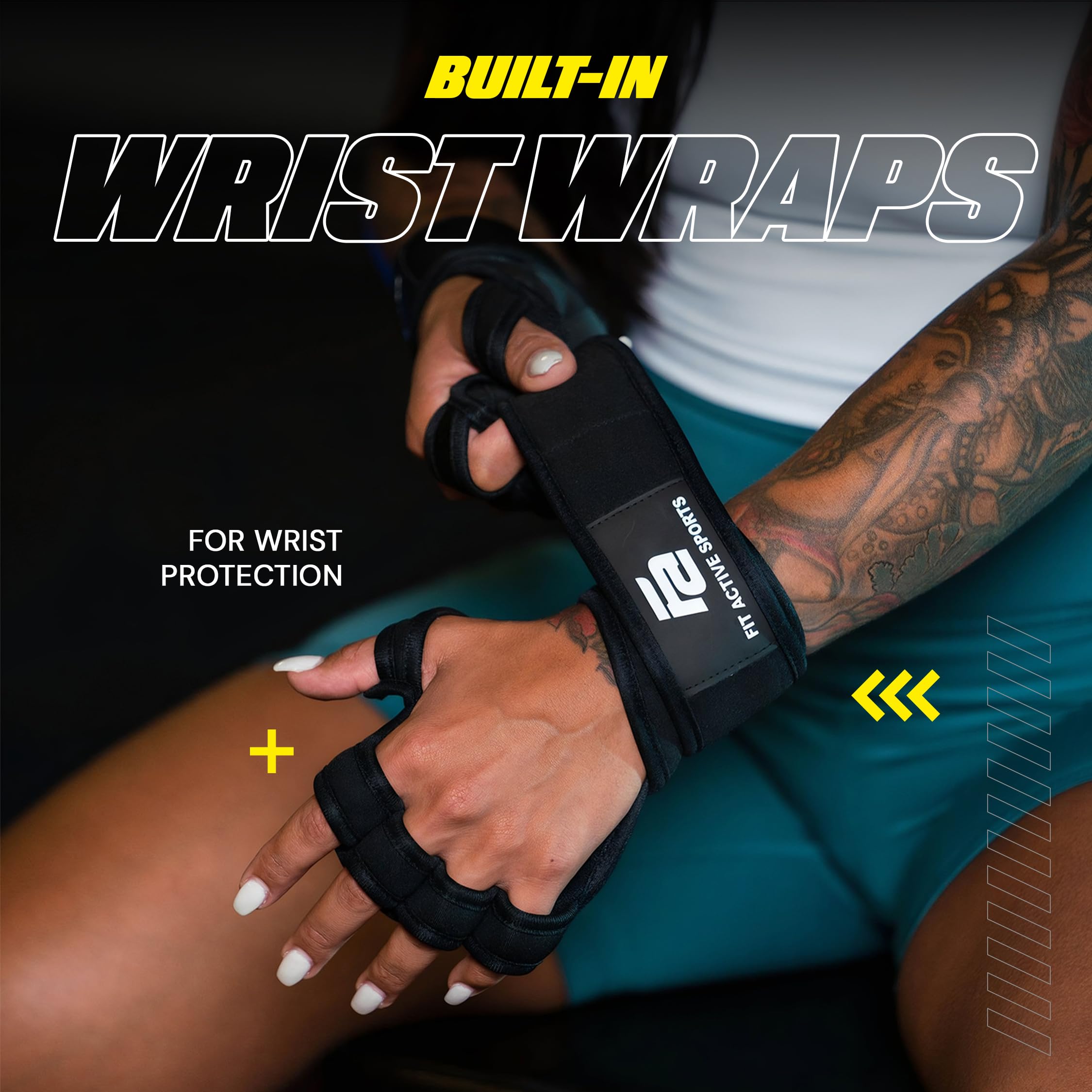 Fit Active Sports Weight Lifting Gloves with Wrist Wraps - Neoprene Grip