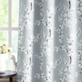 Fmfunctex Grey Floral Blackout Curtains – 90 Inch Thermal Eyelet Panels